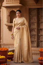 Load image into Gallery viewer, Women's Cream Silk Printed Saree With Unstitched Blouse -5.5Mtr Kashvii
