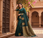 Load image into Gallery viewer, Women's Silk Printed Saree With Unstitched Blouse 5.5Mtr (Green) Kashvii
