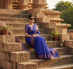 Load image into Gallery viewer, Women's Silk Printed Saree With Unstitched Blouse 5.5Mtr (Blue) Kashvii
