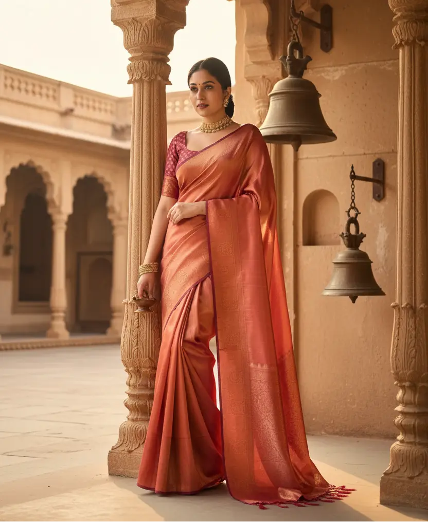 Women's Silk Printed Saree With Unstitched Blouse 5.5Mtr (Maroon) Kashvii