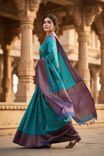 Load image into Gallery viewer, Women's Silk Printed Saree With Unstitched Blouse 5.5Mtr (Rama) Kashvii
