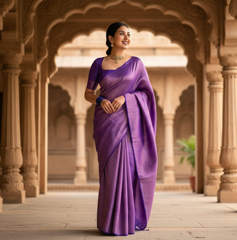 Women's Silk Printed Saree With Unstitched Blouse 5.5Mtr (Blue) Kashvii