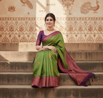Load image into Gallery viewer, Women's Silk Printed Saree With Unstitched Blouse 5.5Mtr (Green) Kashvii

