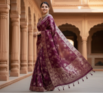 Load image into Gallery viewer, Women's Wine Silk Printed Saree With Unstitched Blouse -5.5Mtr Kashvii
