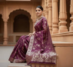 Load image into Gallery viewer, Women's Wine Silk Printed Saree With Unstitched Blouse -5.5Mtr Kashvii
