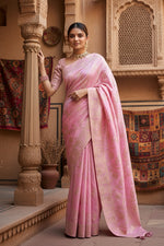 Load image into Gallery viewer, Women's Pink Silk Printed Saree With Unstitched Blouse -5.5Mtr Kashvii
