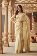 Load image into Gallery viewer, Women's Silk Printed Saree With Unstitched Blouse 5.5Mtr (Cream) Kashvii
