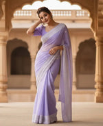 Load image into Gallery viewer, Women's Cotton  Printed Saree With Unstitched Blouse 5.5Mtr (Lavender) Kashvii
