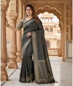 Load image into Gallery viewer, Women's Silk Printed Saree With Unstitched Blouse 5.5Mtr (Black) Kashvii

