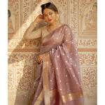 Load image into Gallery viewer, Women's Cotton  Printed Saree With Unstitched Blouse 5.5Mtr (Rose Gold) Kashvii
