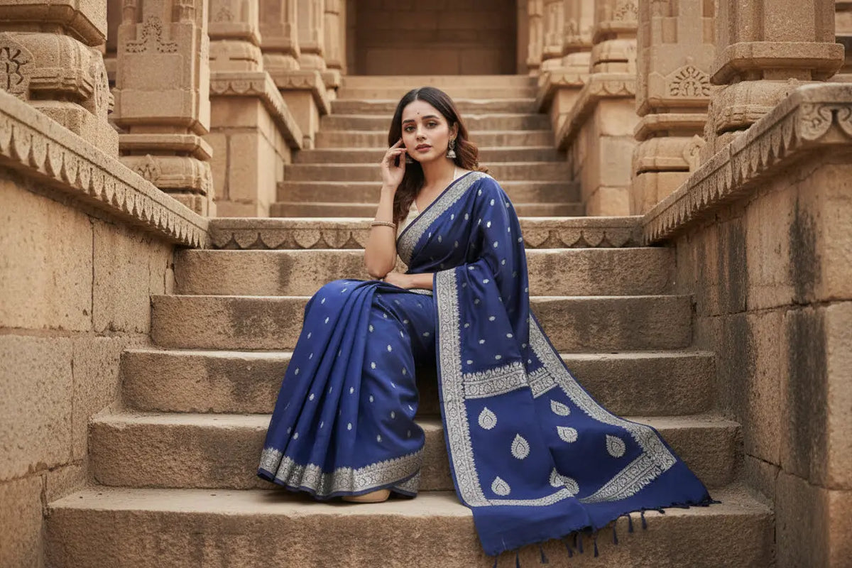 Women's cotton  printed saree with unstitched blouse 5