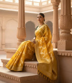 Load image into Gallery viewer, Women's Gold Yellow Silk Printed Saree With Unstitched Blouse- 5.5Mtr Kashvii
