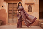 Load image into Gallery viewer, Women's Silk Printed Saree With Unstitched Blouse 5.5Mtr (Maroon) Kashvii
