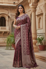 Load image into Gallery viewer, Women's Silk Printed Saree With Unstitched Blouse 5.5Mtr (Maroon) Kashvii
