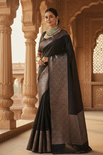 Load image into Gallery viewer, Women's Silk Printed Saree With Unstitched Blouse 5.5Mtr (Black) Kashvii
