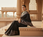 Load image into Gallery viewer, Women's Silk Printed Saree With Unstitched Blouse 5.5Mtr (Black) Kashvii
