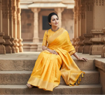 Load image into Gallery viewer, Women's Yellow Silk Printed Saree With Unstitched Blouse -5.5Mtr Kashvii
