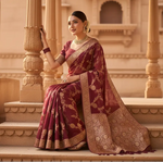 Load image into Gallery viewer, Women's Silk Printed Saree With Unstitched Blouse 5.5Mtr (Maroon) Kashvii
