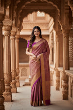 Load image into Gallery viewer, Women's Silk Printed Saree With Unstitched Blouse 5.5Mtr (Wine) Kashvii
