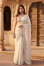 Load image into Gallery viewer, Women's Cotton  Printed Saree With Unstitched Blouse 5.5Mtr (Cream) Kashvii
