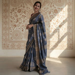 Load image into Gallery viewer, Women's Grey Silk Printed Saree With Unstitched Blouse 5.5Mtr Kashvii
