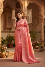 Load image into Gallery viewer, Women's Pink Silk Printed Saree With Unstitched Blouse -5.5Mtr Kashvii
