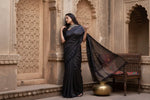 Load image into Gallery viewer, Women's Silk Printed Saree With Unstitched Blouse 5.5Mtr (Black) Kashvii

