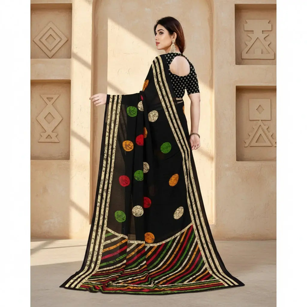 Women's Faux Georgette Printed Saree With Unstitched Blouse 5.5Mtr (Multicolor) Kashvii