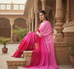 Load image into Gallery viewer, Women's Georgette Solid Saree With Unstitched Blouse 5.5Mtr (Pink)
