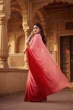 Load image into Gallery viewer, Women's Georgette Solid Saree With Unstitched Blouse 5.5Mtr (Pink) Kashvii
