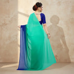 Load image into Gallery viewer, Women's Georgette Solid Saree With Unstitched Blouse 5.5Mtr (Turquoise Green) Kashvii
