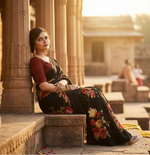 Load image into Gallery viewer, Women's Faux Georgette Printed Saree With Unstitched Blouse 5.5Mtr (Black) Kashvii
