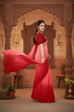 Load image into Gallery viewer, Women's Georgette Solid Saree With Unstitched Blouse 5.5Mtr (Pink) Kashvii
