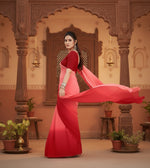 Load image into Gallery viewer, Women's Georgette Solid Saree With Unstitched Blouse 5.5Mtr (Pink)
