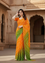 Load image into Gallery viewer, Women's Faux Georgette Printed Saree With Unstitched Blouse 5.5Mtr (Yellow) Kashvii
