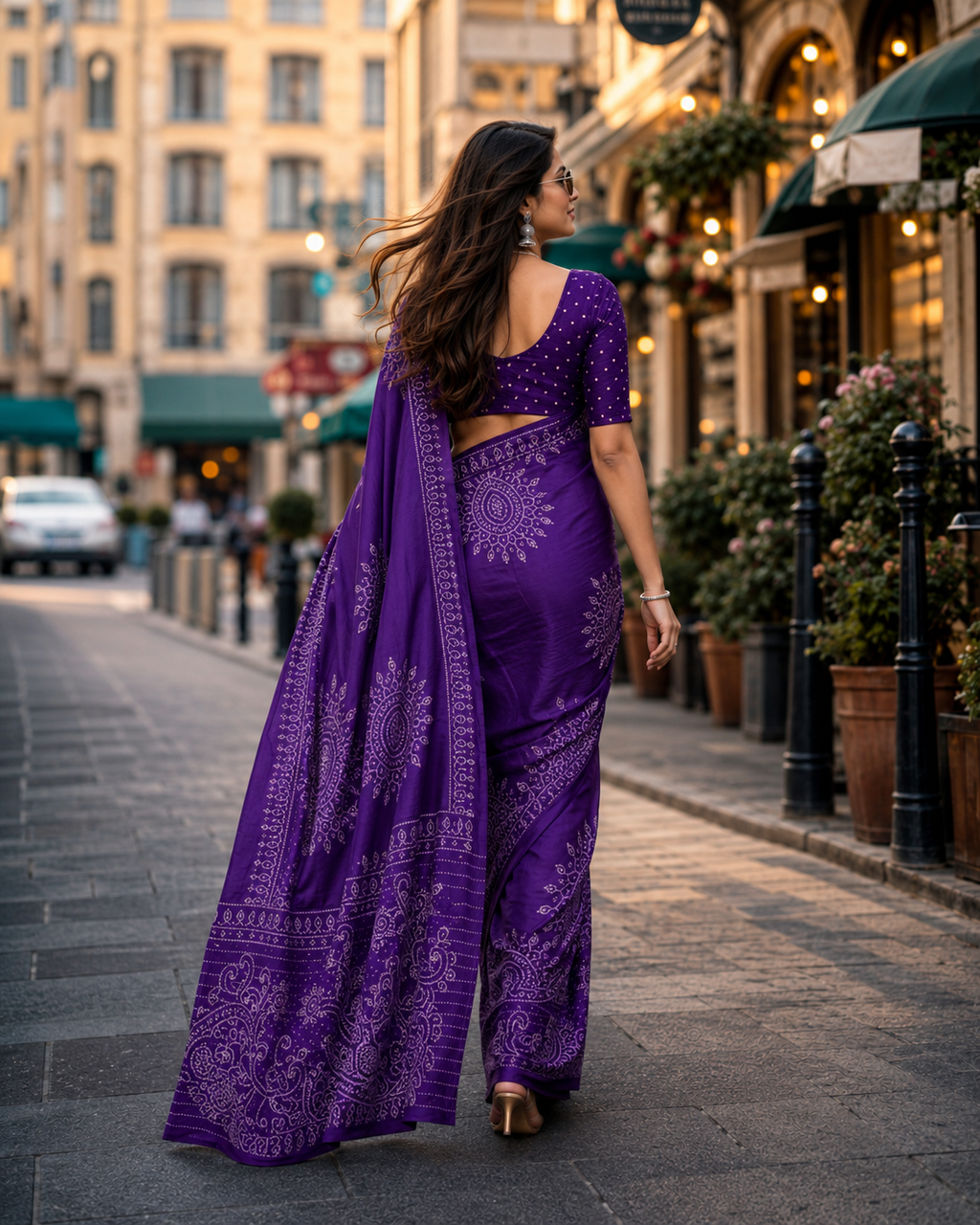 Premium  Gajji Silk Heavy Mirror Work Saree With Unstitched Blouse (Purple)