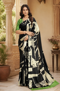 Premium Crepe Silk With Unstitched Blouse(Black)