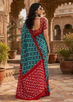 Load image into Gallery viewer, Pure Mulmul Cotton Printed Saree With Unstitched Blouse(Rama)
