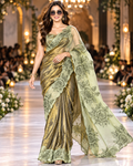 Primium Supper Space Silk Thread Lace Border Saree with Unstitched Blouse (Mehendi)