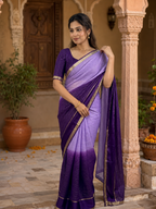 Viscose Georgette Saree With Unstitched Blouse(Purple)