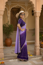 Viscose Georgette Saree With Unstitched Blouse(Purple)