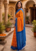 Load image into Gallery viewer, Mulmul Cotton Designer Saree With Unstitched Blouse(Turmeric)
