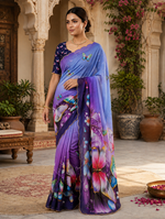 Load image into Gallery viewer, Georgette Printed Saree With Unstitched Blouse(Lavender)
