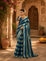Load image into Gallery viewer, Satin Silk Saree With Unstitched Blouse(Blue)
