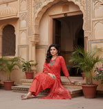 Load image into Gallery viewer, Cotton Blend Orange Printed Kurti Kashvii
