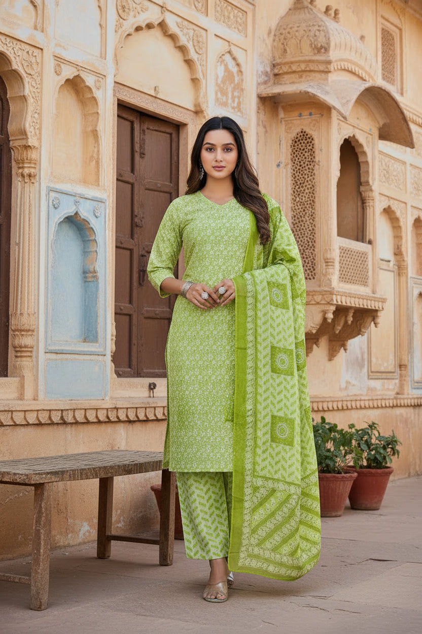 Cotton Blend Parrot Printed Kurti Kashvii