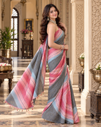 Premium Georgette Bandhani  Embroidery Zari Sequence Work Saree (Peach)