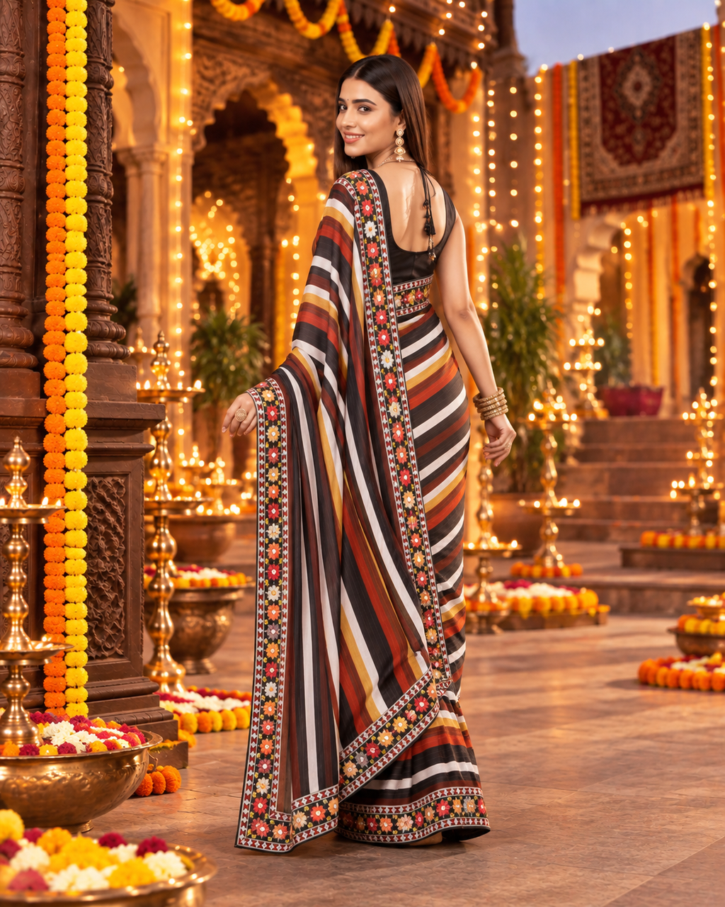 Vichitra Silk Embroidery Work Saree With Unstitched Blouse(Multicolor)