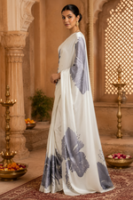 Load image into Gallery viewer, Satin Silk Printed Saree With Unstitched Blouse(Lavender)

