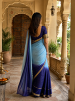 Load image into Gallery viewer, Viscose Georgette Saree With Unstitched Blouse(Blue)
